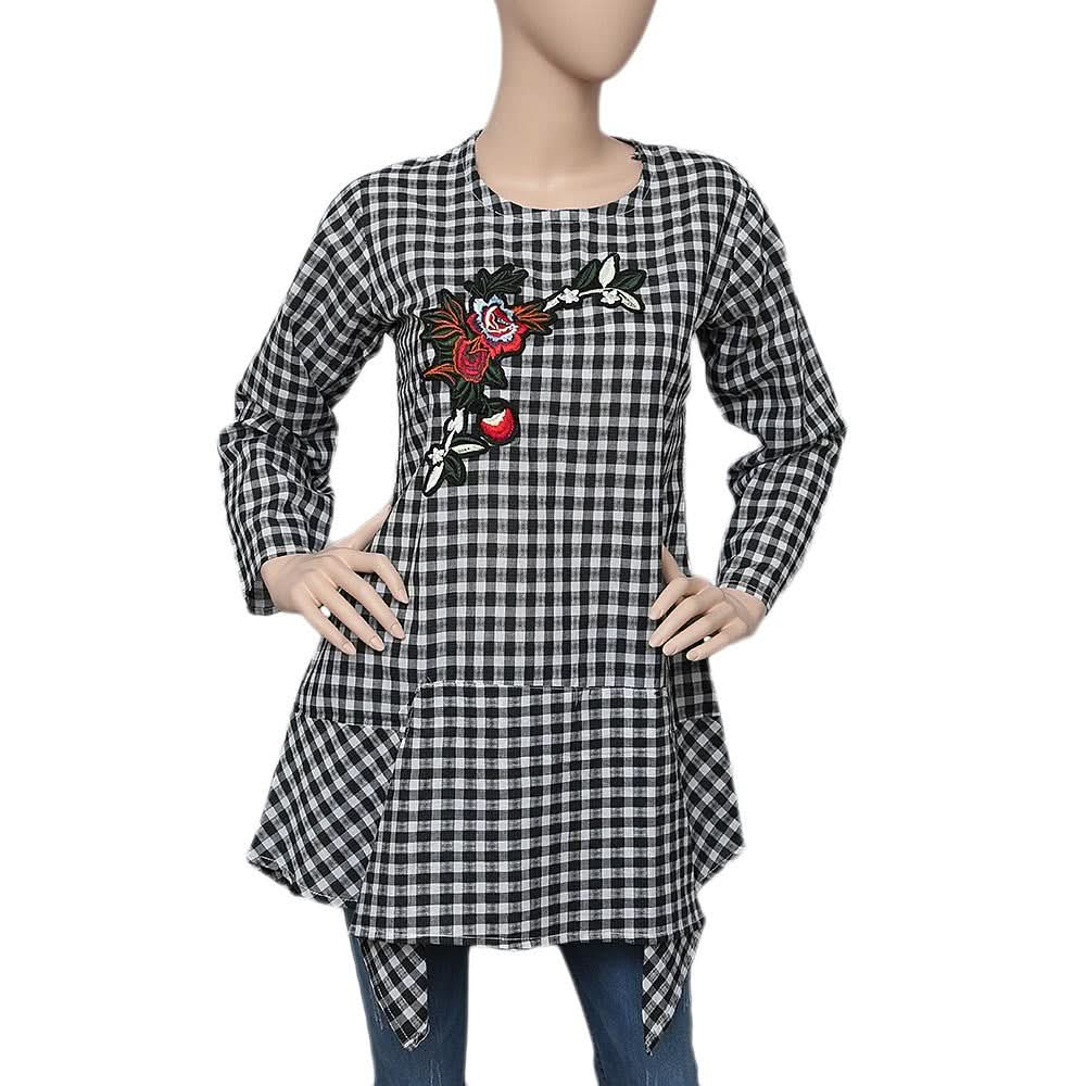Women's Western Check Top - Black & White - test-store-for-chase-value