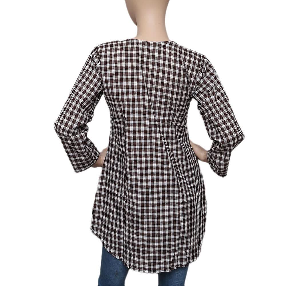 Women's Western Check Top - Brown & White - test-store-for-chase-value