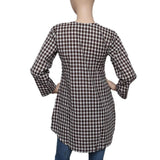 Women's Western Check Top - Brown & White - test-store-for-chase-value
