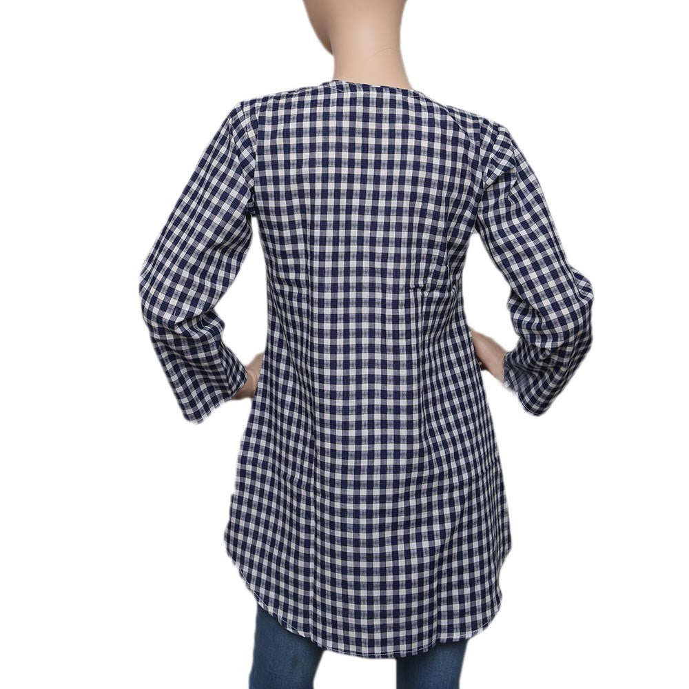 Women's Western Check Top - Blue & White - test-store-for-chase-value