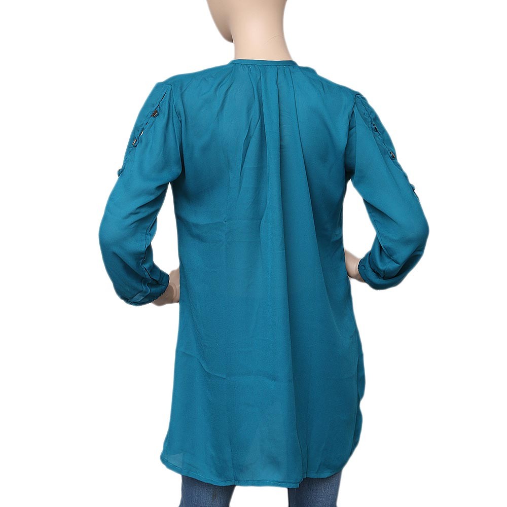 Women's Western Georgette Top - Steel Blue - test-store-for-chase-value