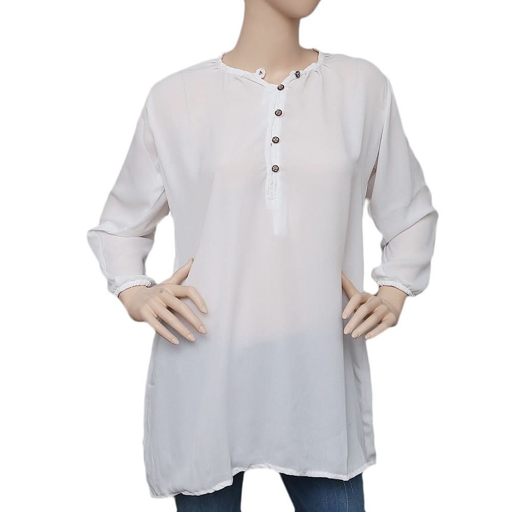 Women's Western Georgette Top - White - test-store-for-chase-value