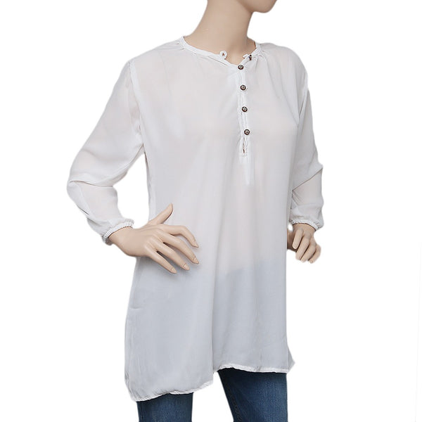 Women's Western Georgette Top - White - test-store-for-chase-value