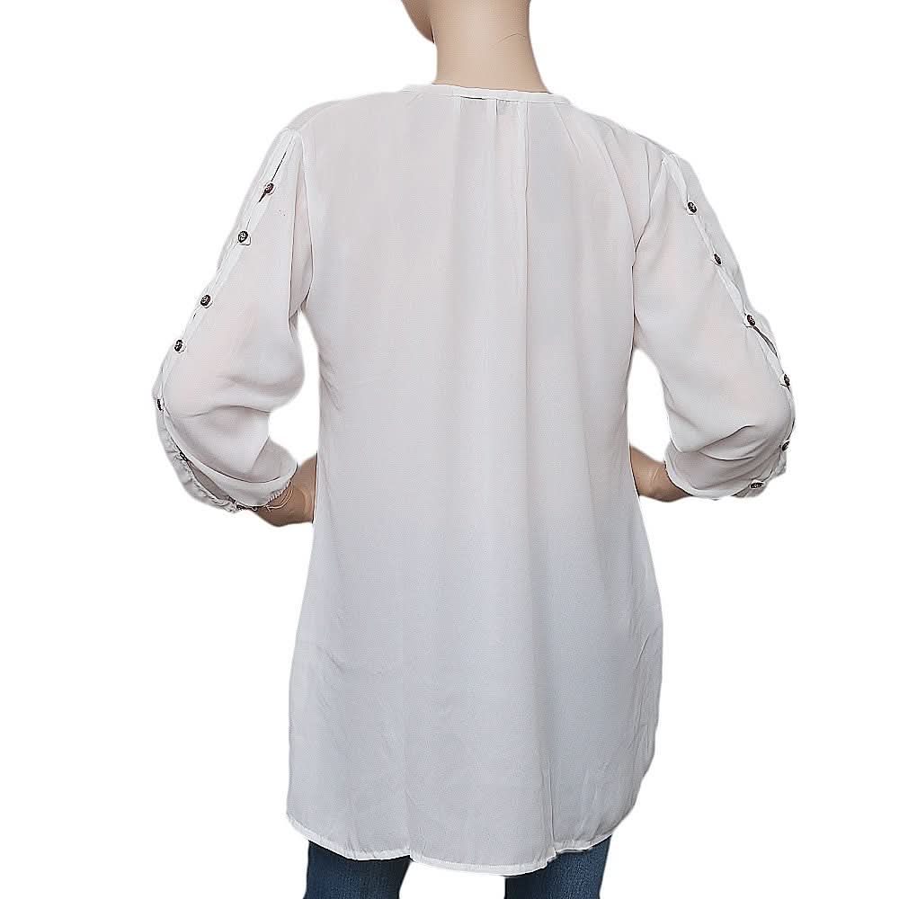Women's Western Georgette Top - White - test-store-for-chase-value