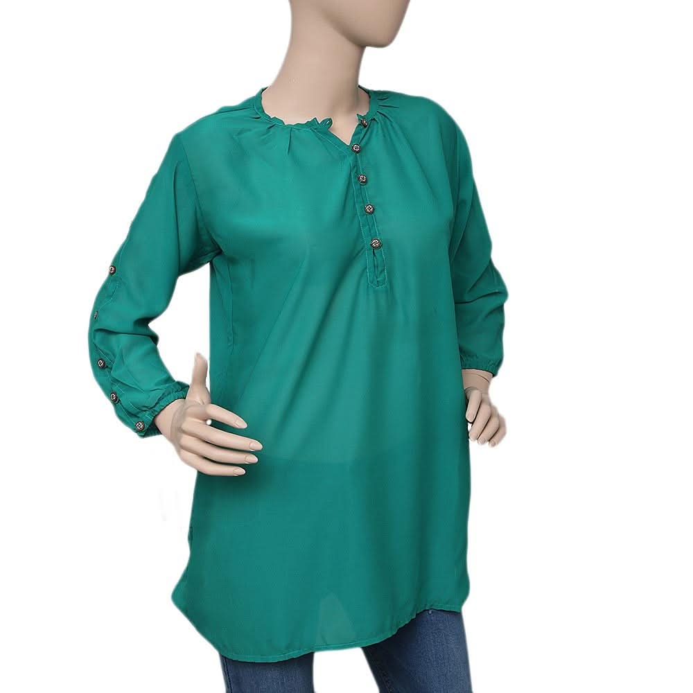 Women's Western Georgette Top - Green - test-store-for-chase-value