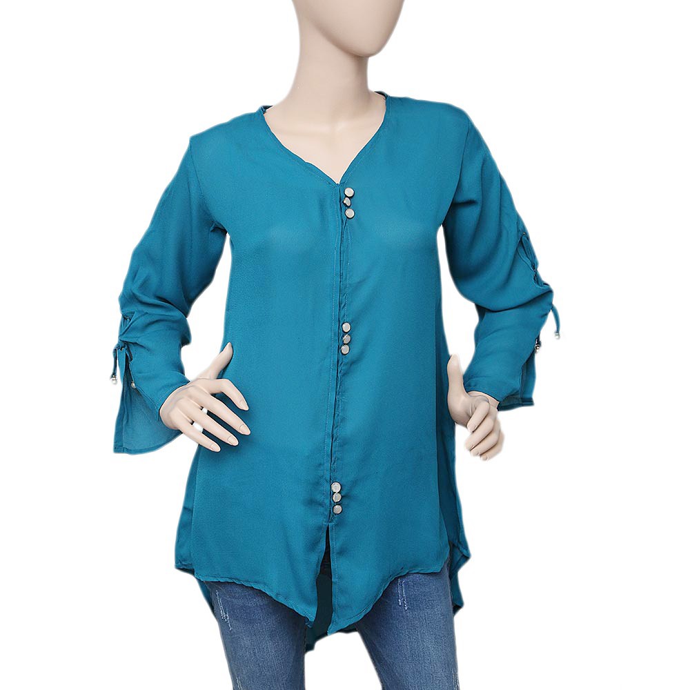 Women's Western Georgette Top - Steel Blue - test-store-for-chase-value