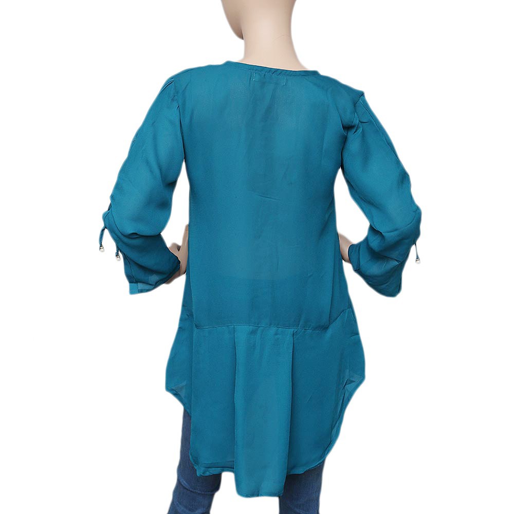 Women's Western Georgette Top - Steel Blue - test-store-for-chase-value