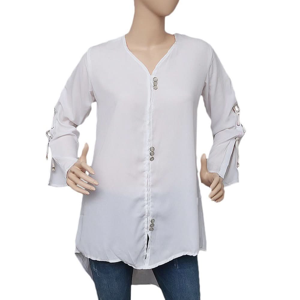 Women's Western Georgette Top - White - test-store-for-chase-value