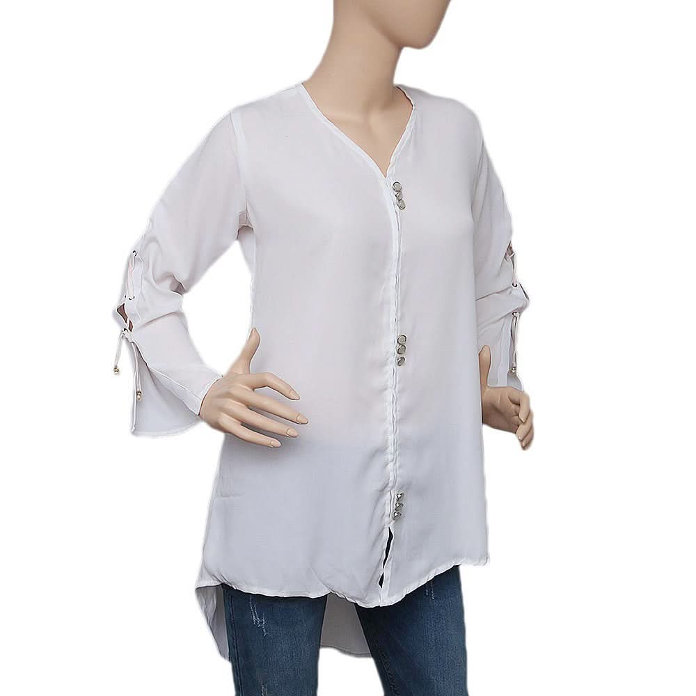 Women's Western Georgette Top - White - test-store-for-chase-value