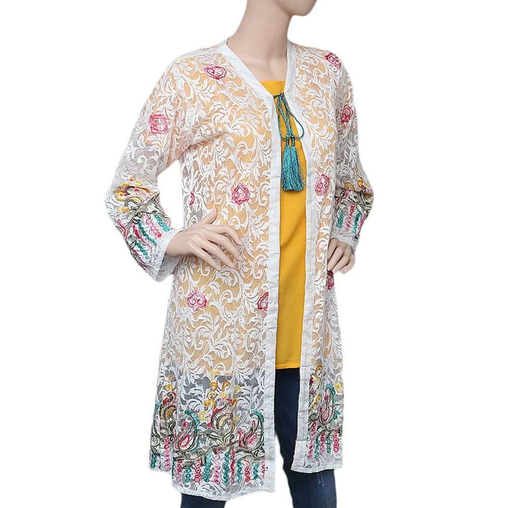 Women's Net Embroidered 2 Piece Top - White & Yellow - test-store-for-chase-value