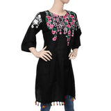 Women's Embroidered Peplum Kurti - Black - test-store-for-chase-value