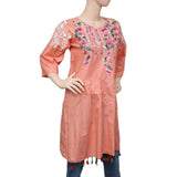 Women's Embroidered Peplum Kurti - Peach - test-store-for-chase-value