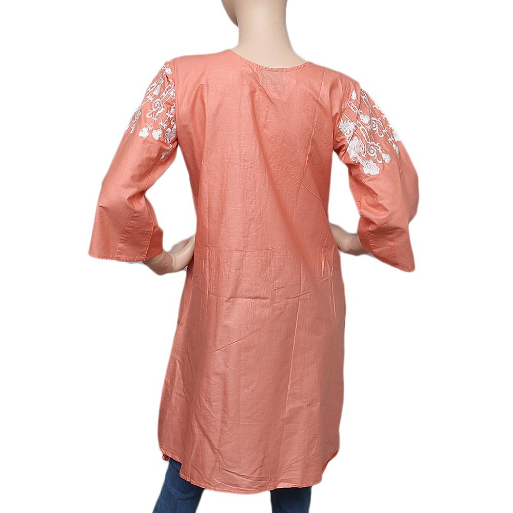 Women's Embroidered Peplum Kurti - Peach - test-store-for-chase-value