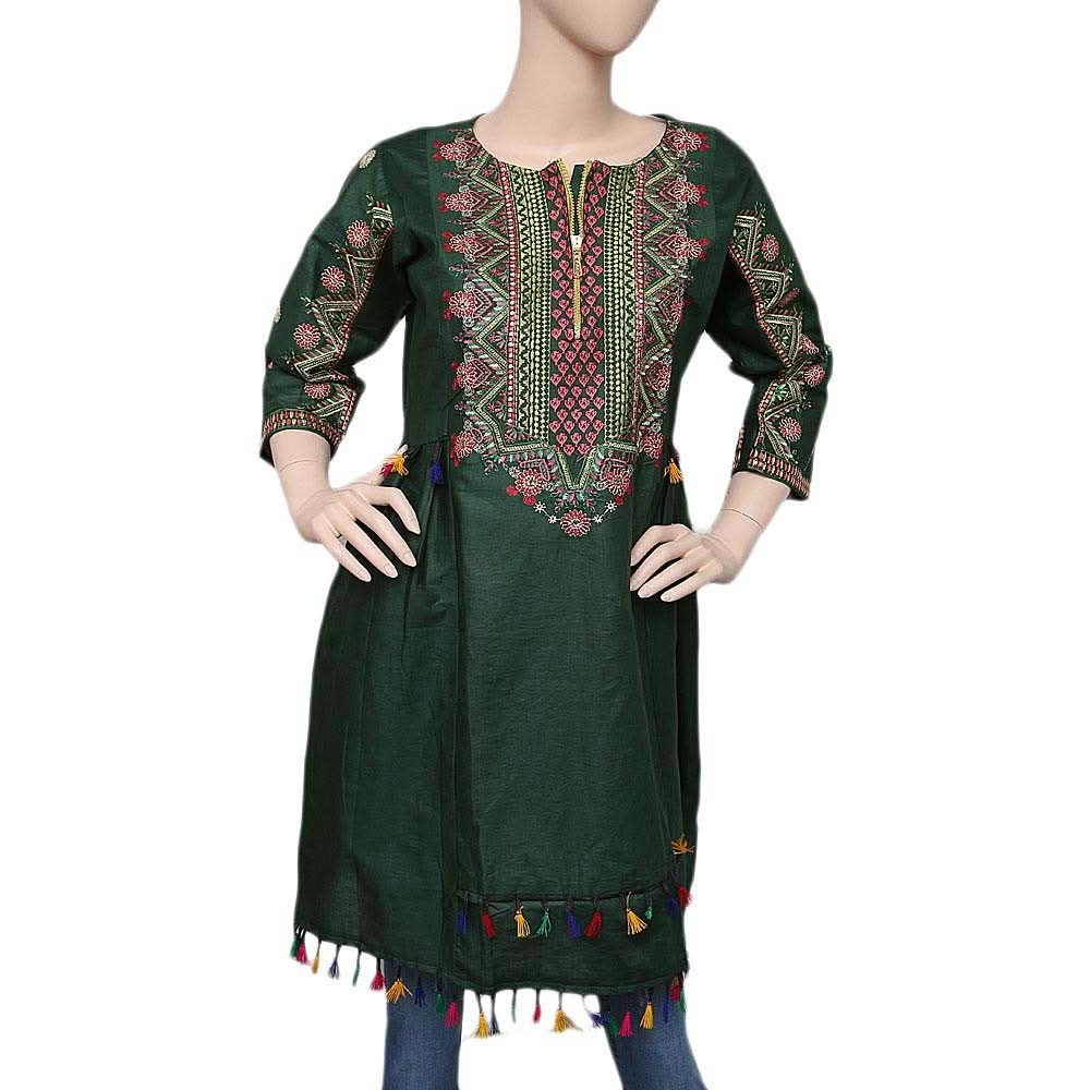 Women's Embroidered Peplum Kurti - Green - test-store-for-chase-value