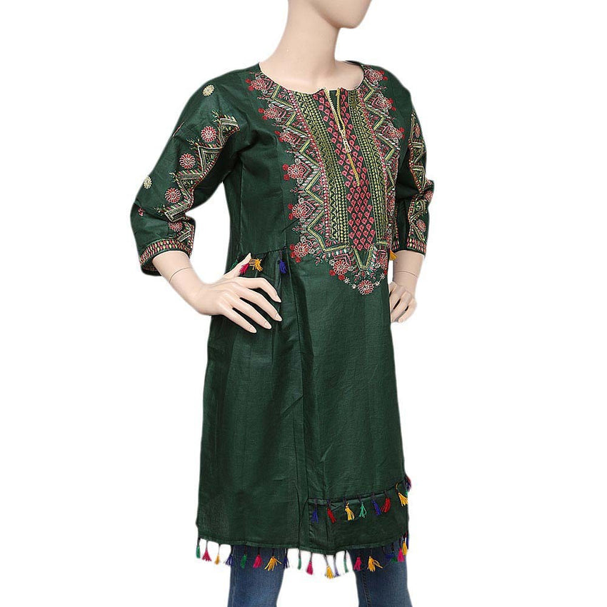 Women's Embroidered Peplum Kurti - Green - test-store-for-chase-value
