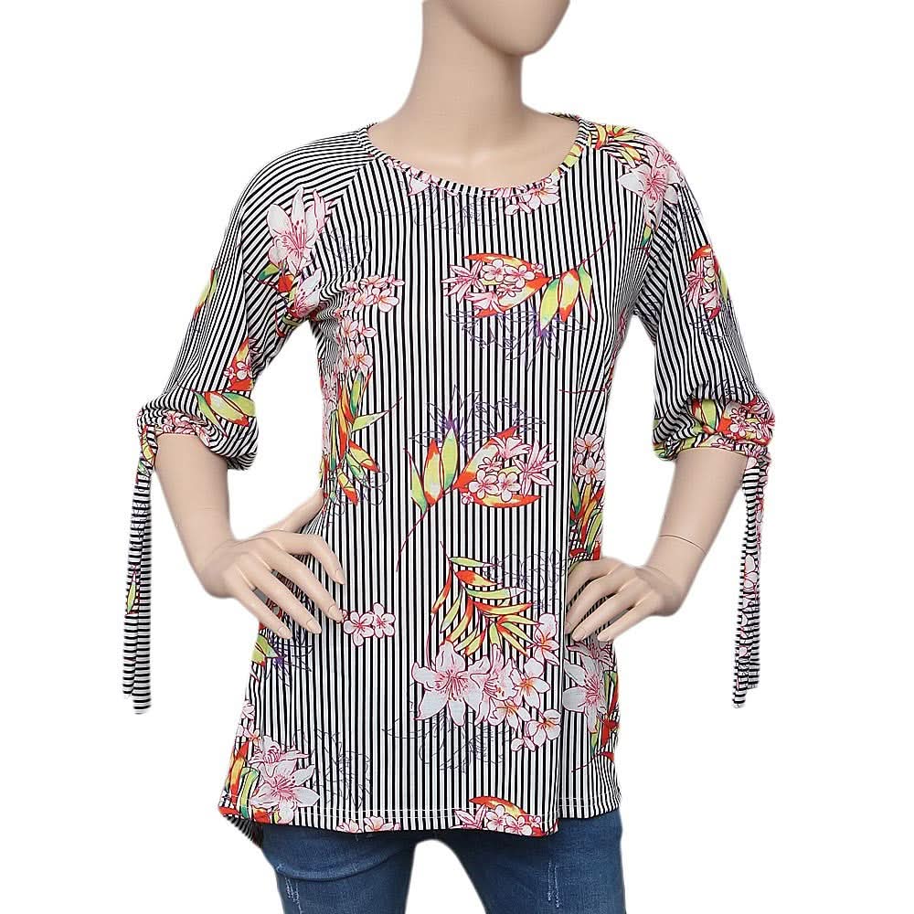 Women's Printed knit Top - Black & White - test-store-for-chase-value