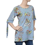 Women's Printed knit Top - Blue & White - test-store-for-chase-value