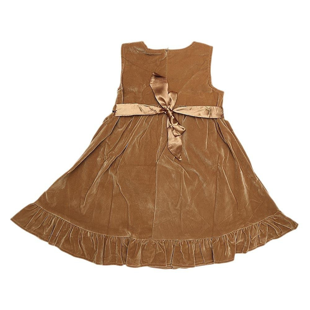 Girls Eminent Velvet Frock - Beige - test-store-for-chase-value