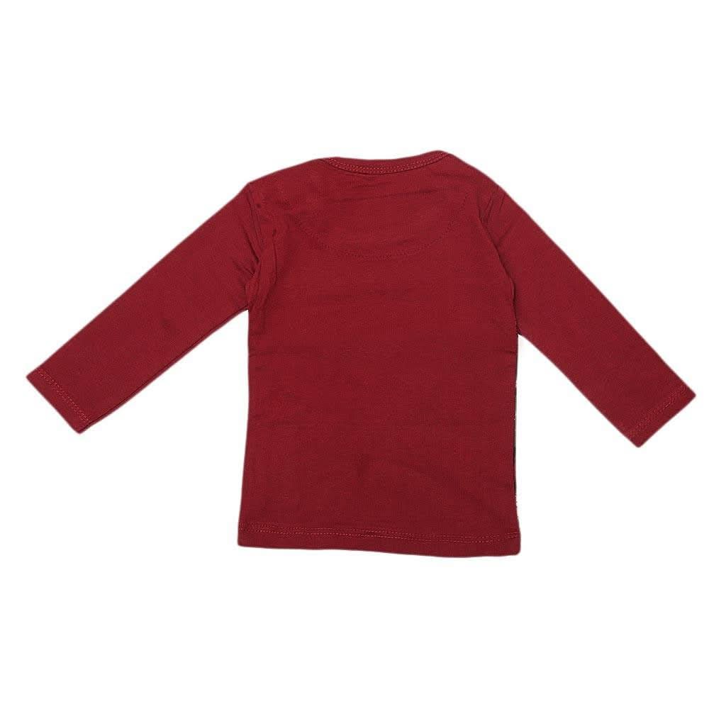 Newborn Boys Full Sleeves T-Shirt - Maroon - test-store-for-chase-value