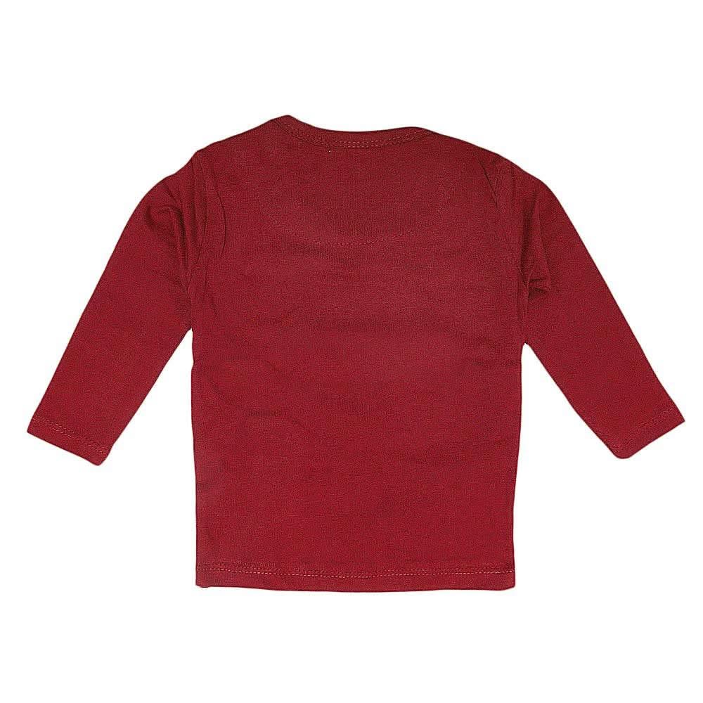 Newborn Boys Full Sleeves T-Shirt - Maroon - test-store-for-chase-value