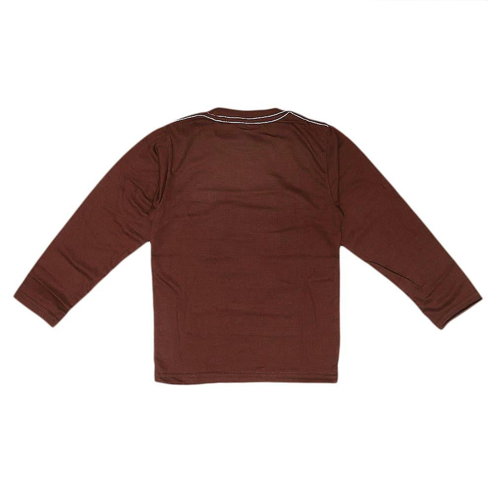 Boys Printed Full Sleeves T-Shirt - Brown - test-store-for-chase-value