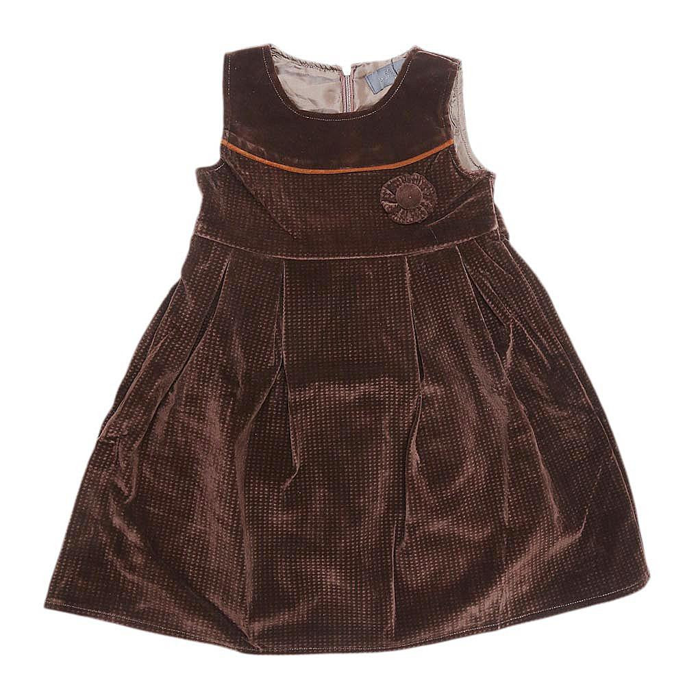 Girls Eminent Velvet Frock - Coffee - test-store-for-chase-value