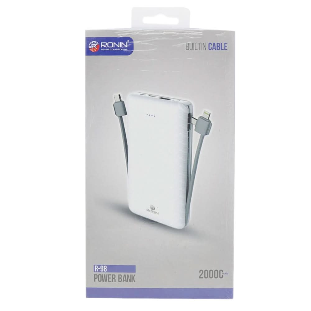 Ronin R-98 Built-In Cable Power Bank - White, Home & Lifestyle, Power Bank, Ronin, Chase Value