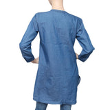 Women's Embroidered Denim Kurti - Light Blue - test-store-for-chase-value