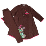 Girls Embroidered 2 Piece Suit - Brown - test-store-for-chase-value