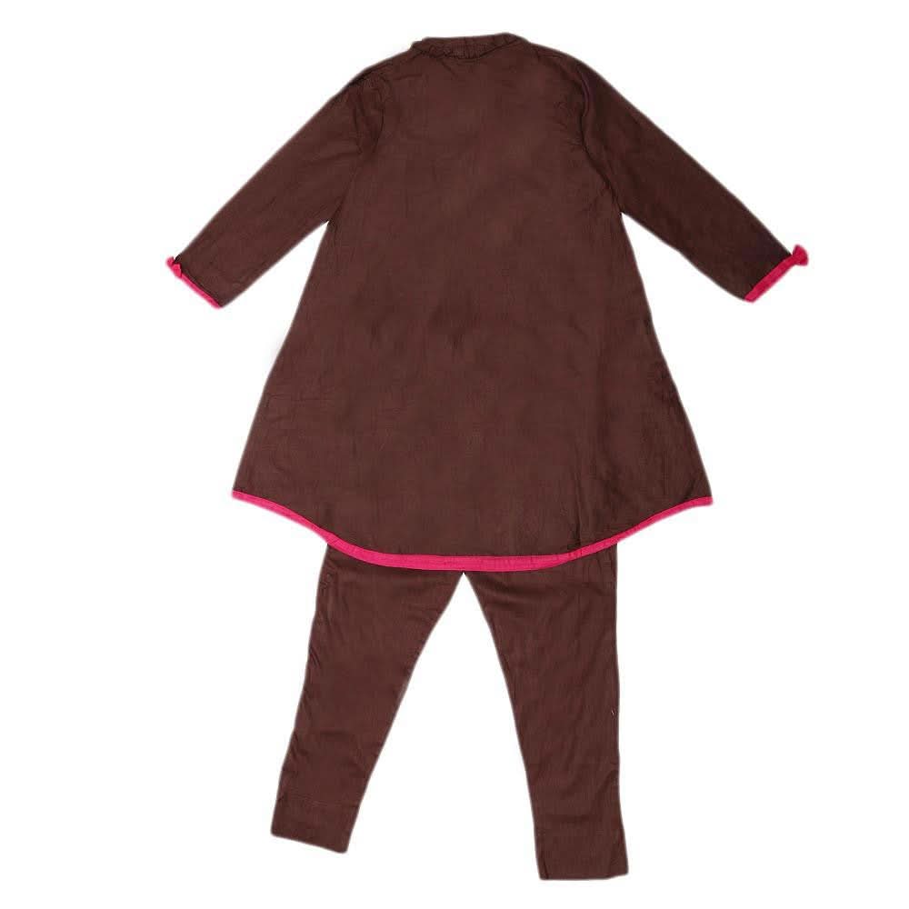 Girls Embroidered 2 Piece Suit - Brown - test-store-for-chase-value
