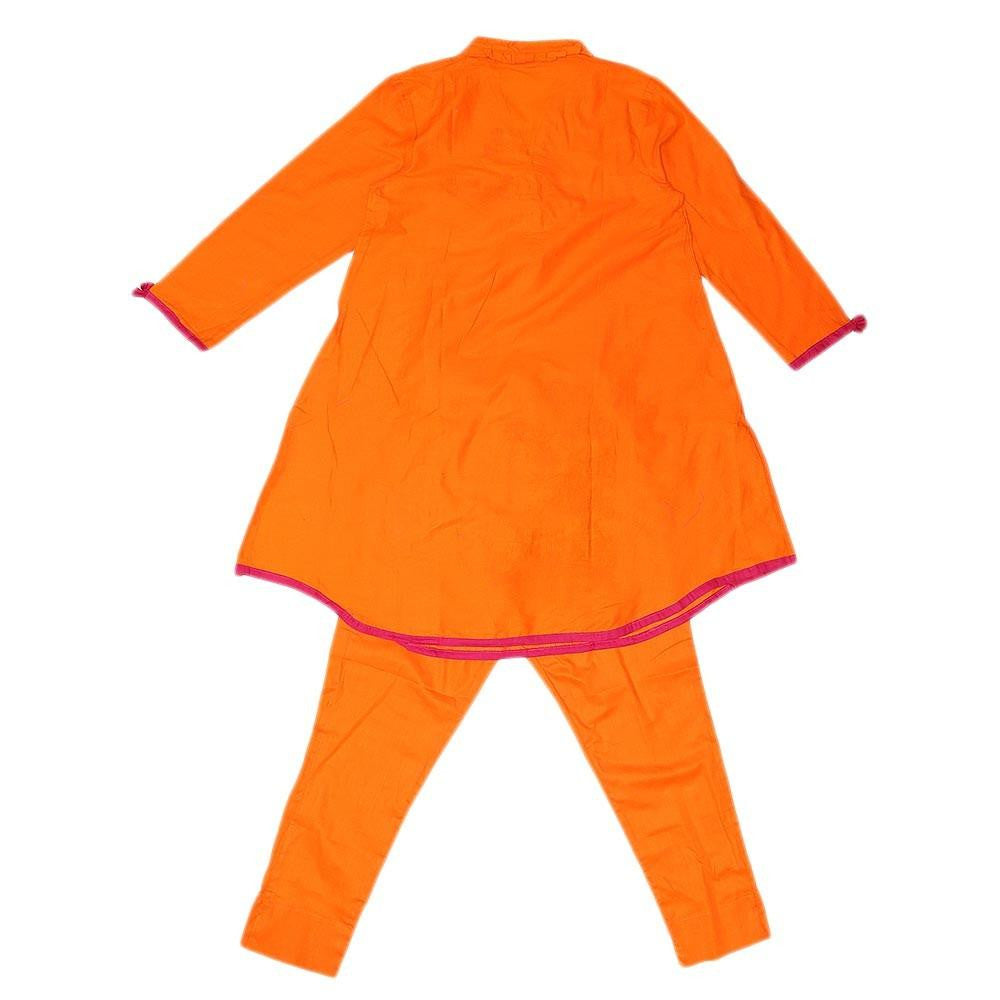 Girls Embroidered 2 Piece Suit - Orange - test-store-for-chase-value