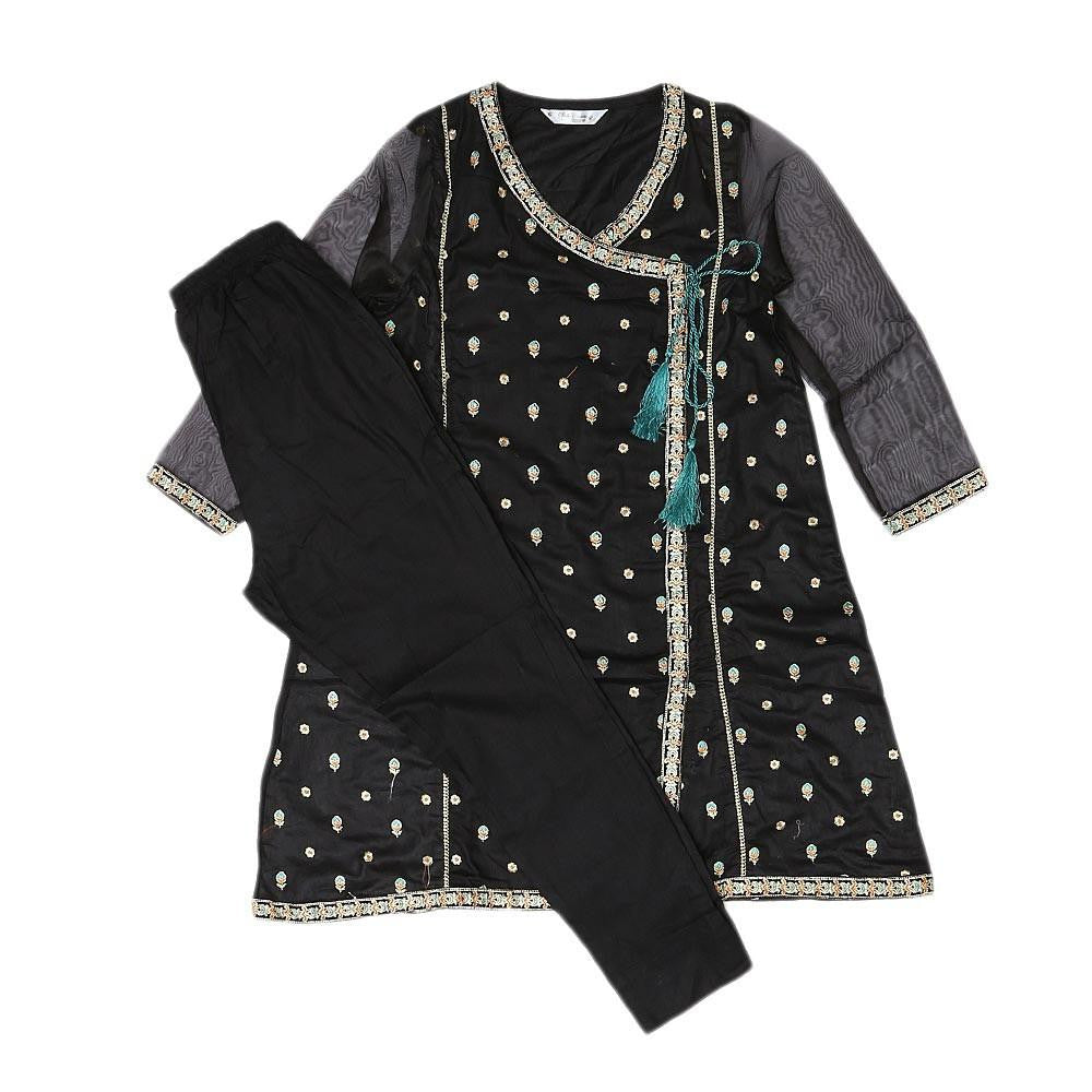 Girls Embroidered 2 Piece Suit - Black - test-store-for-chase-value