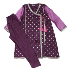 Girls Embroidered 2 Piece Suit - Purple - test-store-for-chase-value