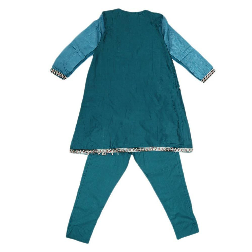 Girls Embroidered 2 Piece Suit - Sea Green - test-store-for-chase-value