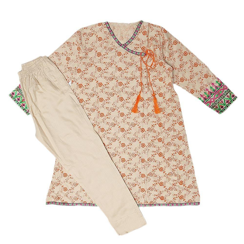 Girls Embroidered 2 Piece Suit - Fawn - test-store-for-chase-value