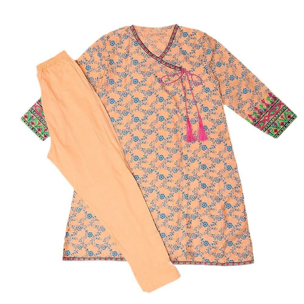 Girls Embroidered 2 Piece Suit - Peach - test-store-for-chase-value