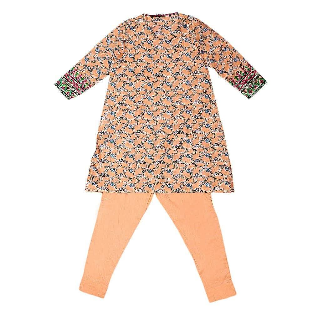 Girls Embroidered 2 Piece Suit - Peach - test-store-for-chase-value