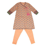 Girls Embroidered 2 Piece Suit - Peach - test-store-for-chase-value