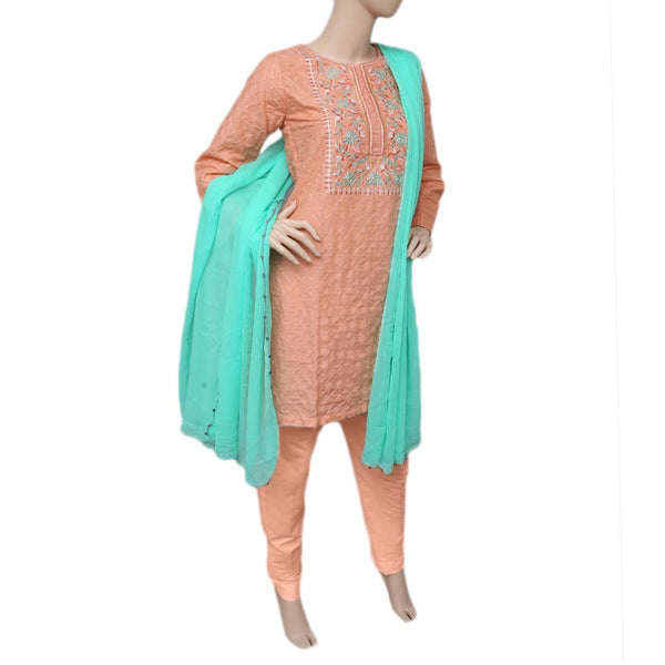 Women's Embroidered 3 Piece Suit - Peach - test-store-for-chase-value
