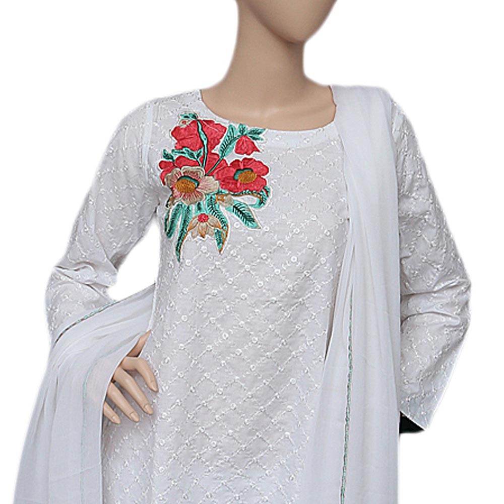 Women's Embroidered 3 Piece Suit - White - test-store-for-chase-value