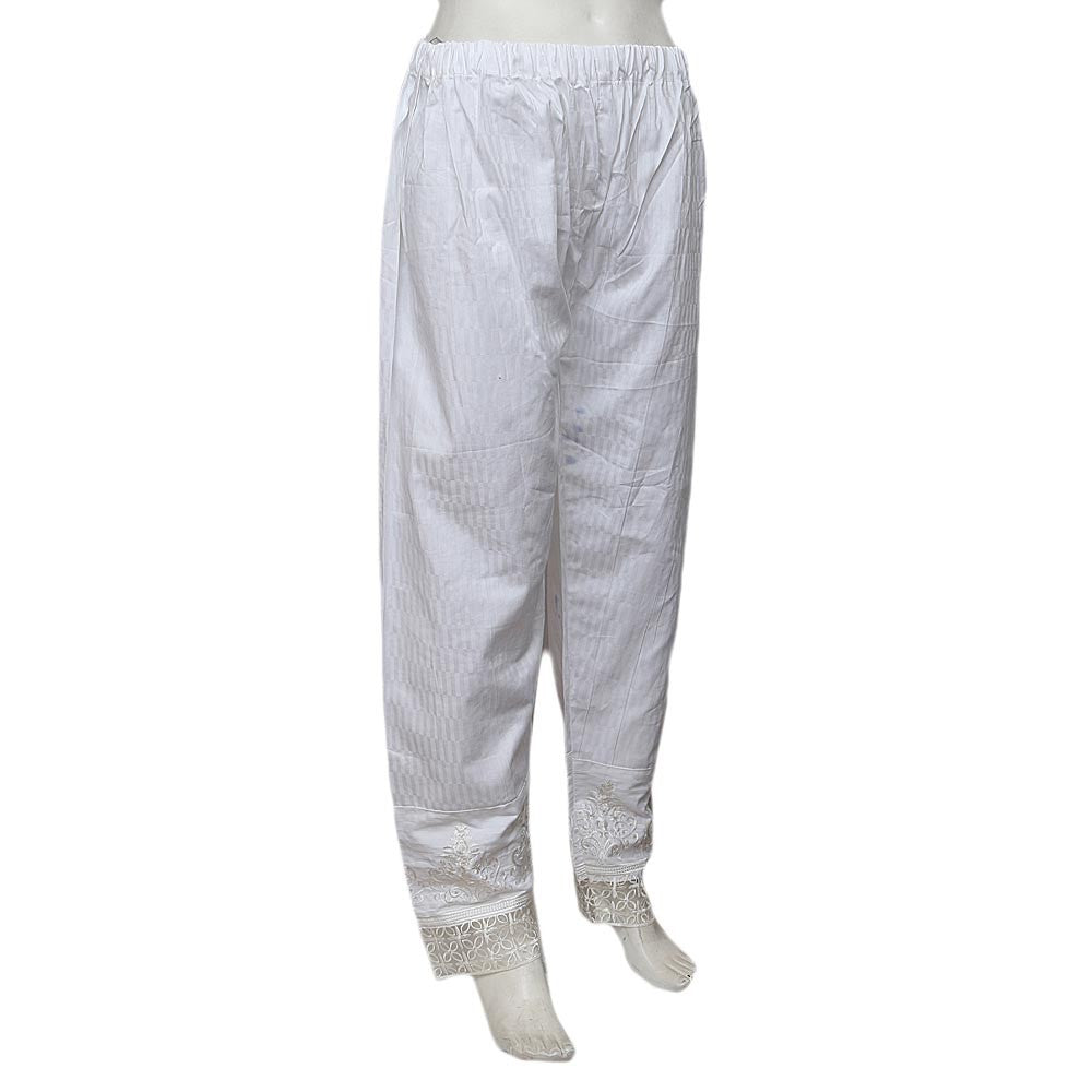 Women's Embroidered Trouser - White - test-store-for-chase-value