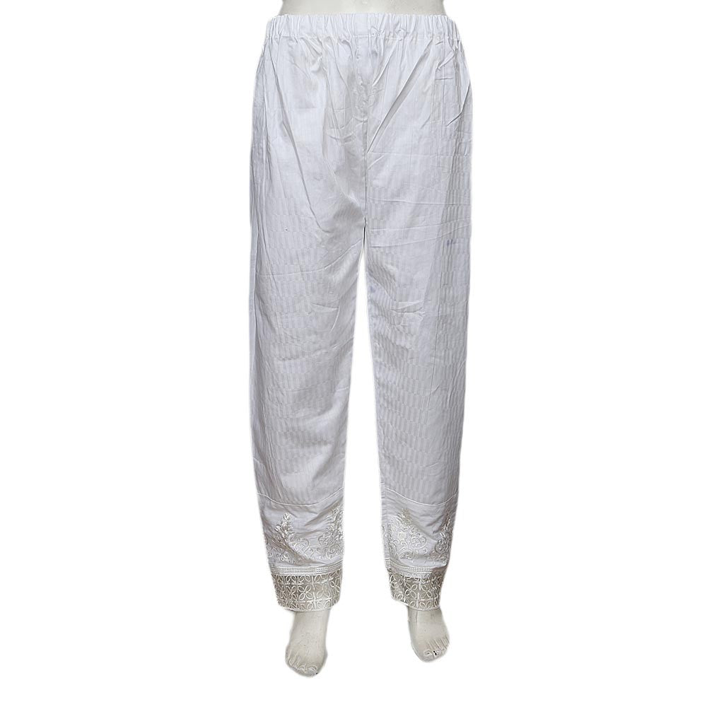 Women's Embroidered Trouser - White - test-store-for-chase-value