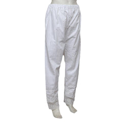 Women's Embroidered Trouser - White - test-store-for-chase-value