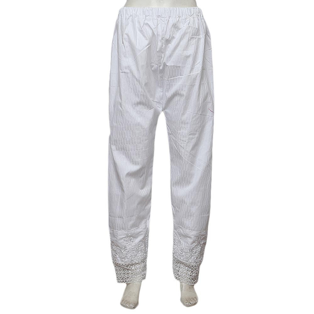 Women's Embroidered Trouser - White - test-store-for-chase-value
