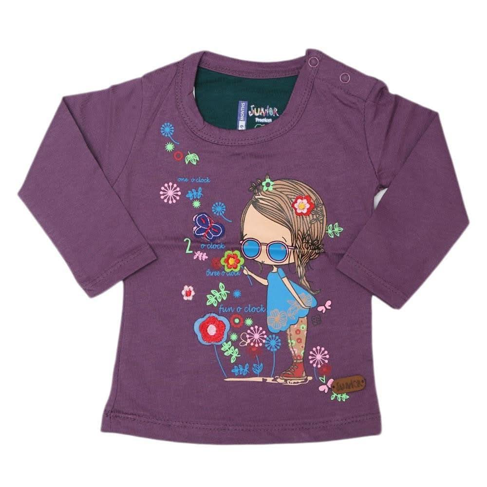 Newborn Girls Full Sleeves T-Shirt - Purple - test-store-for-chase-value