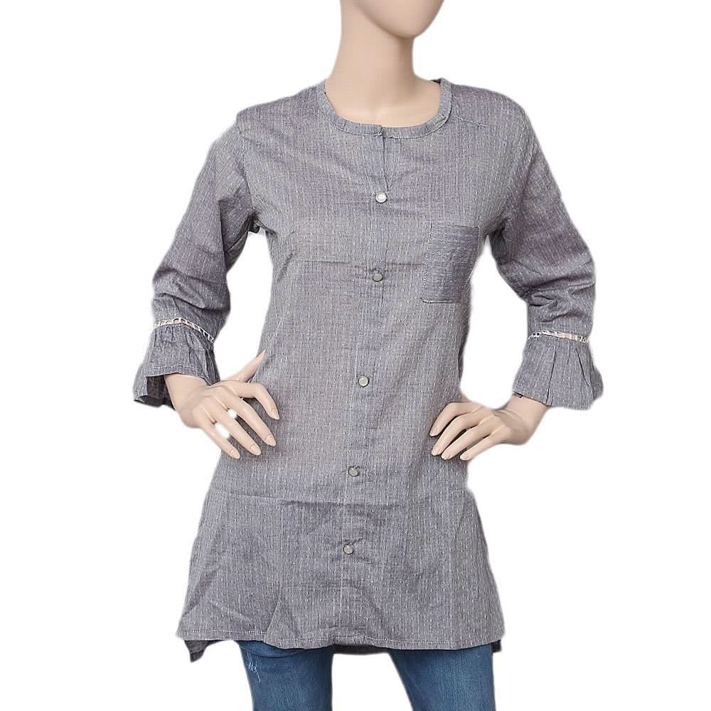 Women's Printed Casual Shirt - Steel Grey - test-store-for-chase-value