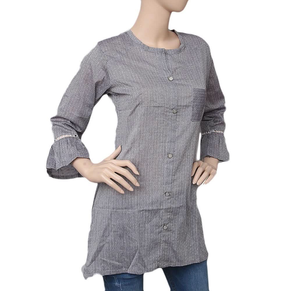 Women's Printed Casual Shirt - Steel Grey - test-store-for-chase-value