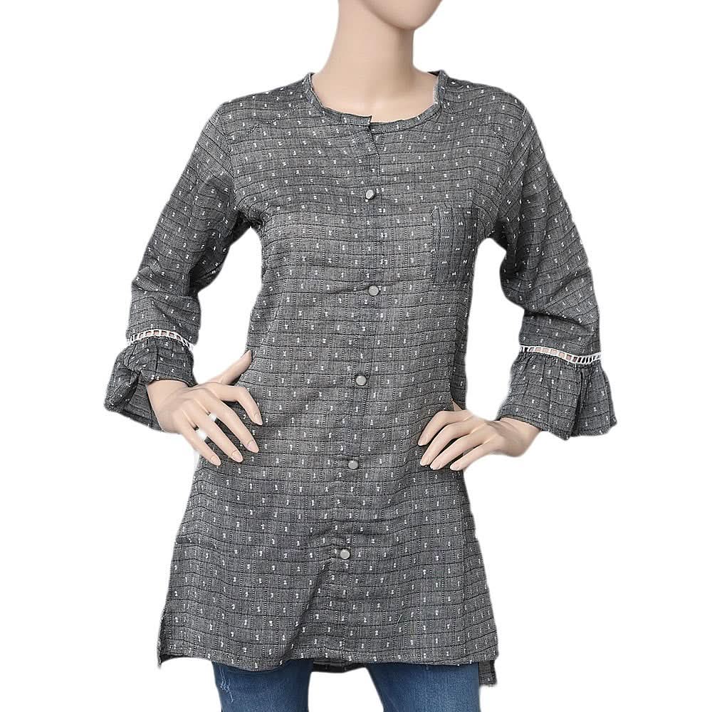 Women's Printed Casual Shirt - Dark Grey - test-store-for-chase-value