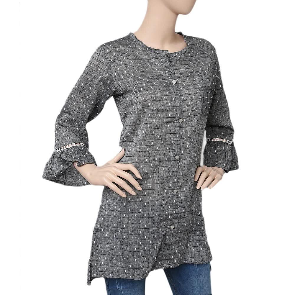 Women's Printed Casual Shirt - Dark Grey - test-store-for-chase-value