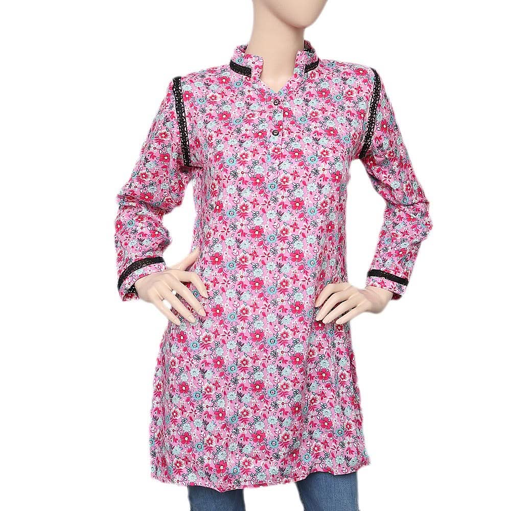 Women's Printed Boski Kurti - Pink - test-store-for-chase-value
